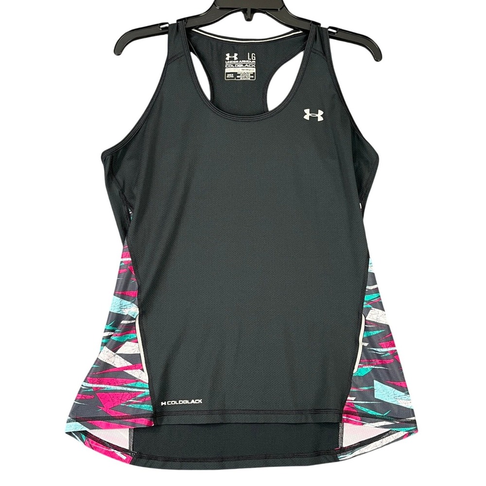 Under Armour‎ Women L Coldblack Heatgear Racerback Tank Semi Fitted Performance